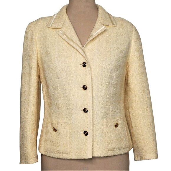 Vintage Auckie Sanft Linton Cream Tweed Jacket size S/M - Picture 1 of 11